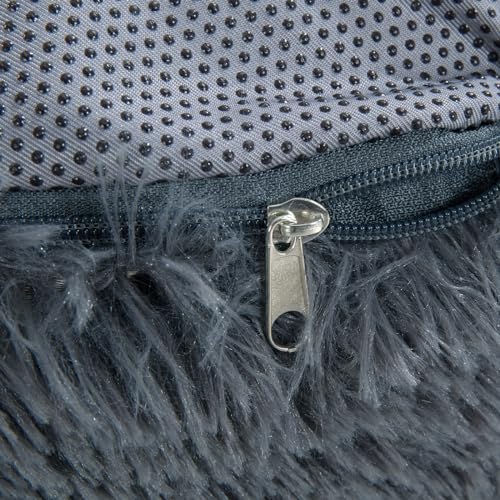 Plush Faux Fur Pouf Ottoman with Supportive Filling F11137
