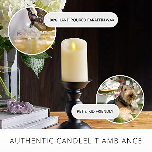 Flickering Flameless Ivory 6.5" Pillar Candle with Warm LED Light D429