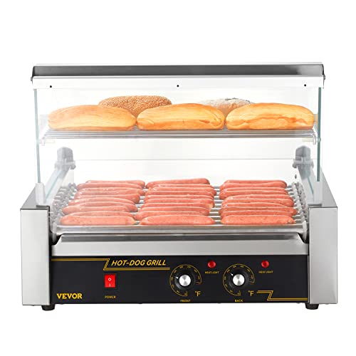 Hot Dog Roller Cooker with Dual Temperature Control, Stainless Steel W27370