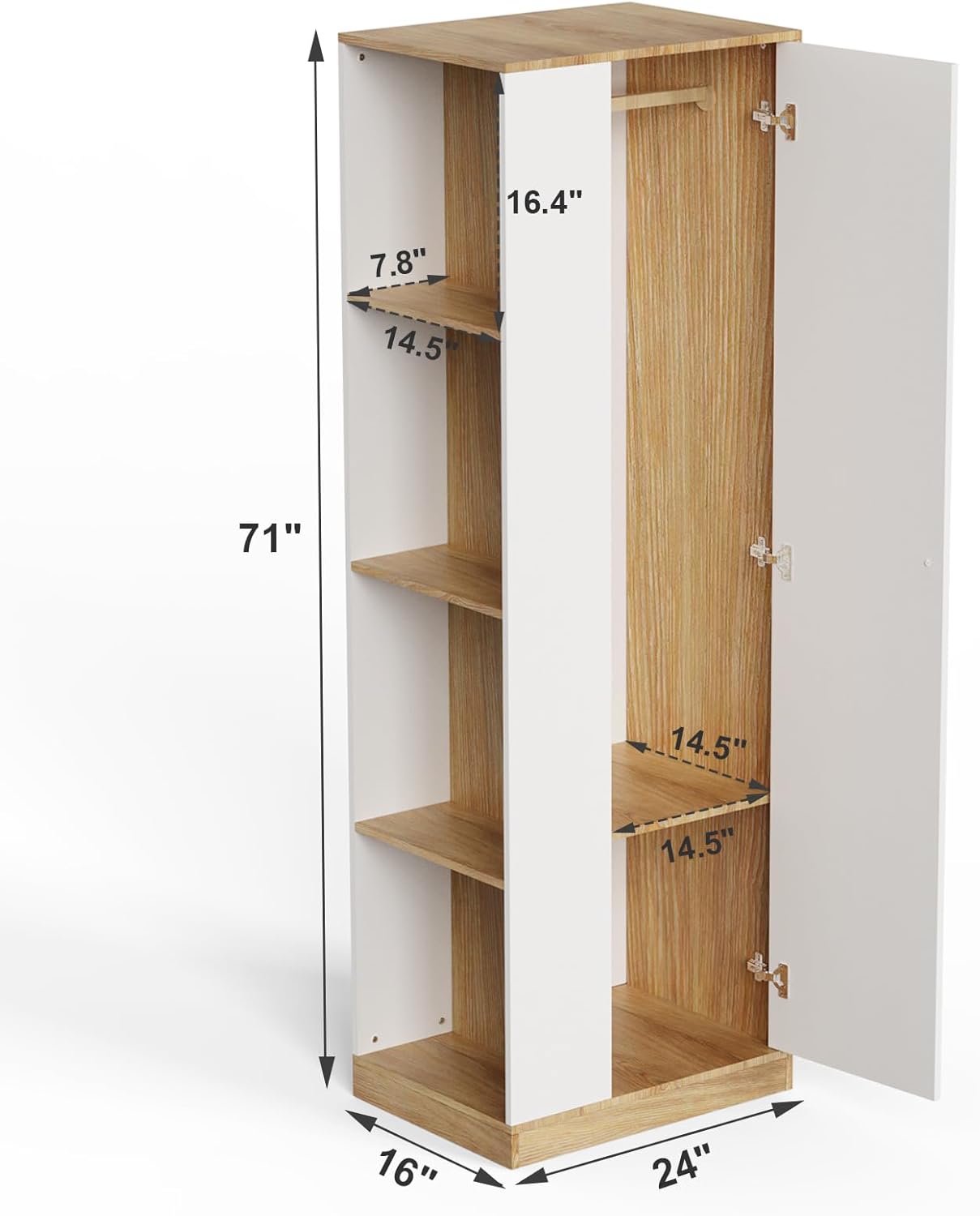 White Wardrobe Closet with Hanging Rail for Small Apartments S99266