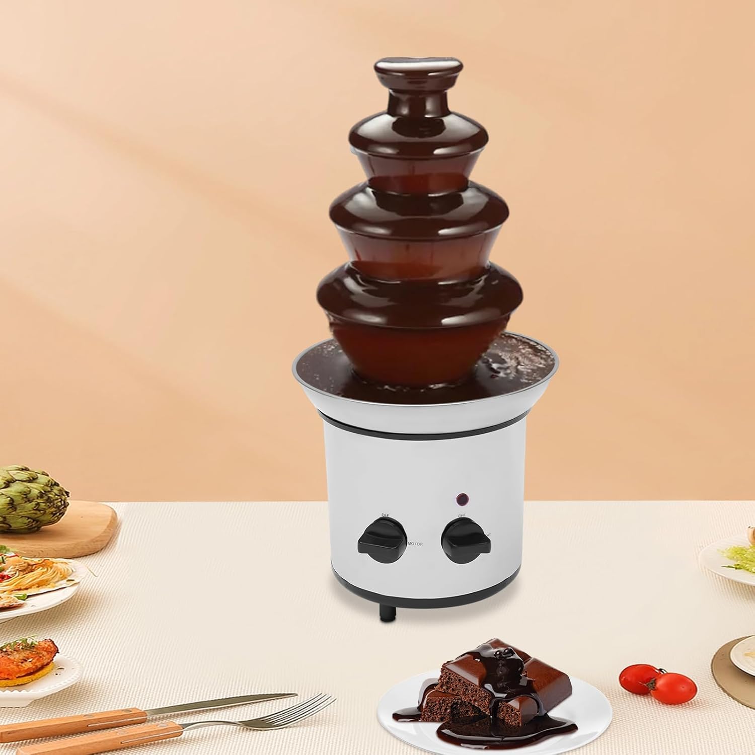4-Tier Electric Chocolate Fondue Fountain Machine for Parties W92701