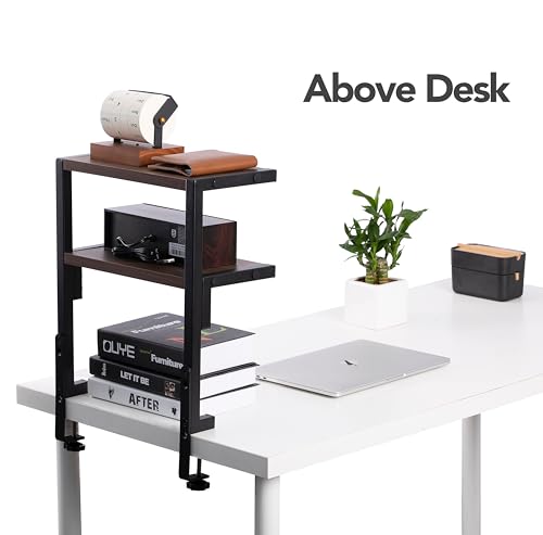 Clamp on Desk Shelf 2-Tier Storage Tray for Desk Organizer L8375