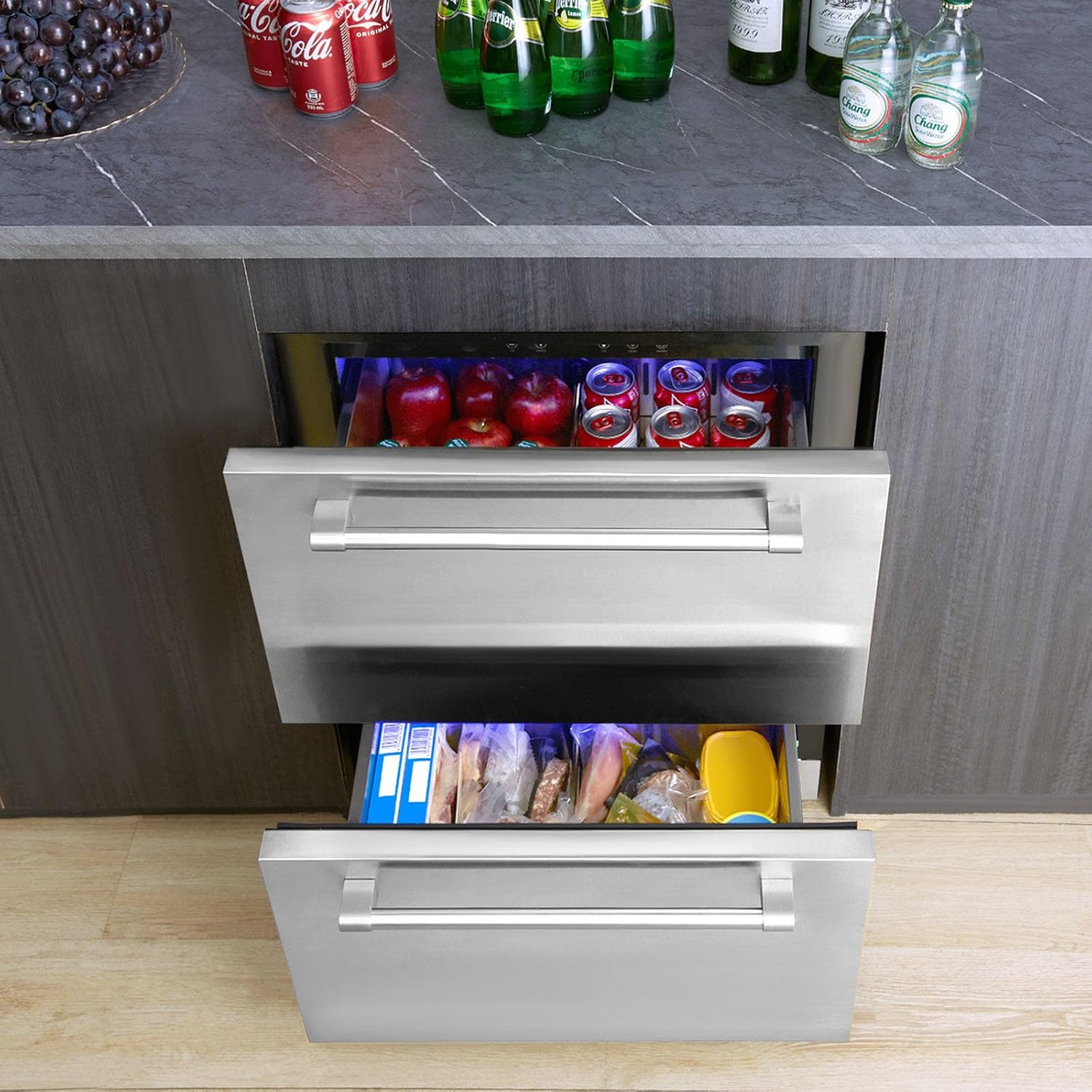 24 inch Undercounter Refrigerator, 2 Drawer, Dual Temperature, 4.87 Cu.ft. E1279