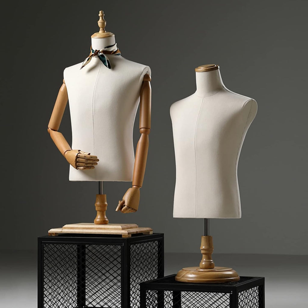 Male Tailor Dummy Dress Form with Wooden Base for Clothing Display D478