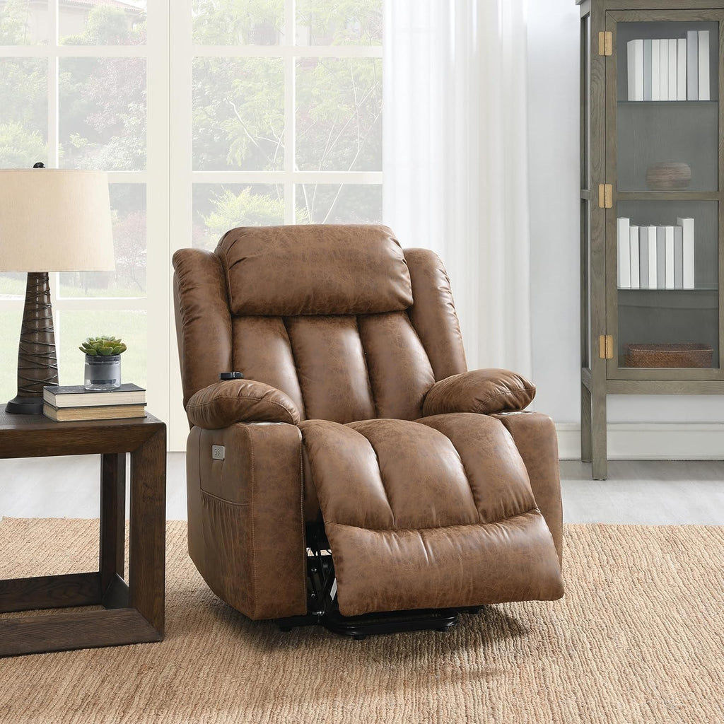 Power Lift Recliner Chair for Elderly with Heat and Massage, Lay Flat, Extended Footrest U863222