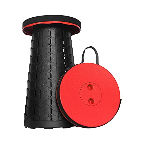 Aihoye Portable Collapsible Telescoping Stool Lightweight with Max Load 400lbs Retractable Folding Stool for Camping Fishing Hiking Travel BBQ(Black)