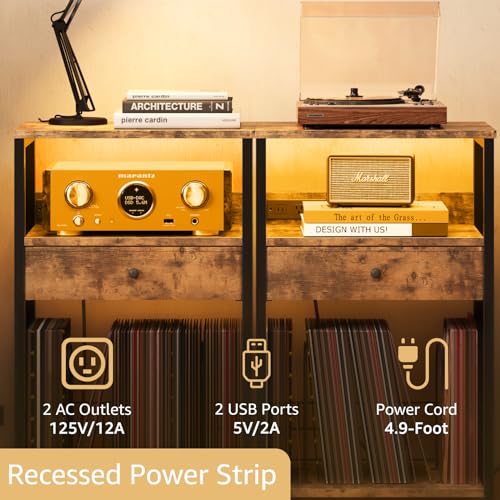 Record Player Stand with Vinyl Storage and Drawer K350748