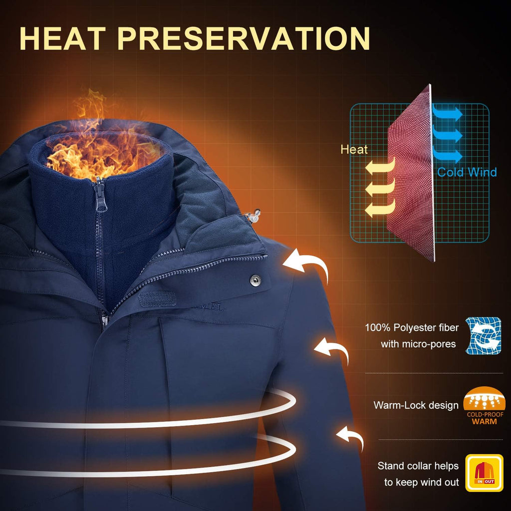 Men's Mountain Ski Jacket 3 in 1 Waterproof Warm Hooded Winter Coat O51705