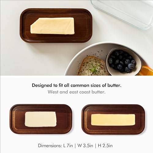 Glass butter dish with airtight lid for countertop and fridge J15690