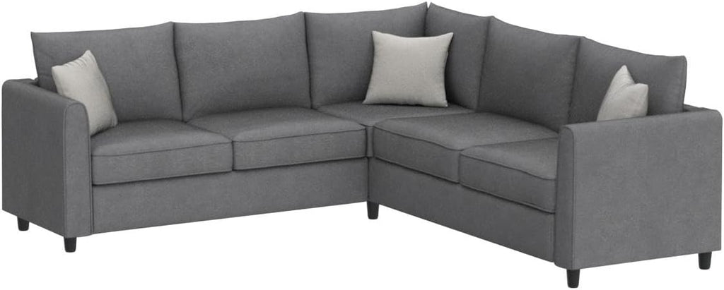 Upholstered L-Shape Sectional Sofa with 3 Pillows, Grey T3663