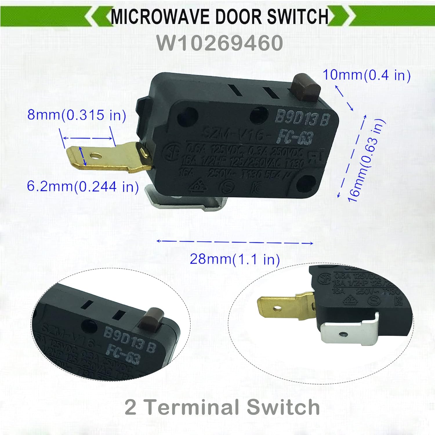 Microwave Door Switch Replacement for Whirlpool B415884