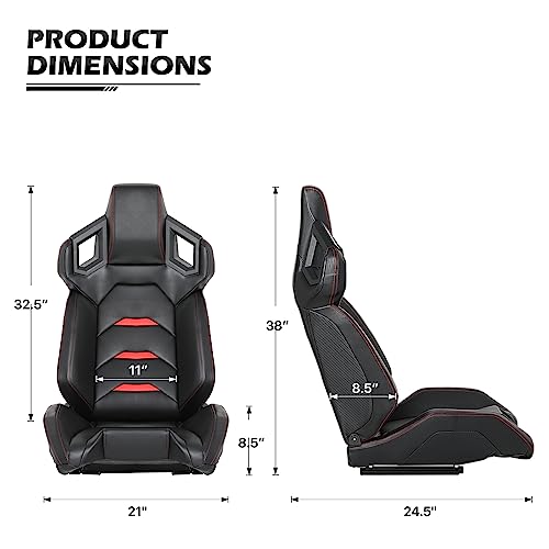 Reclinable PVC Racing Seat with Adjustable Slide Red G743878