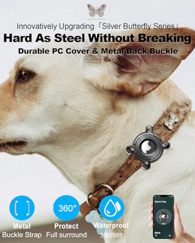 Dog Collar Airtag Holder, IPX8 Waterproof, Removable Metal Buckle Strap Z66754