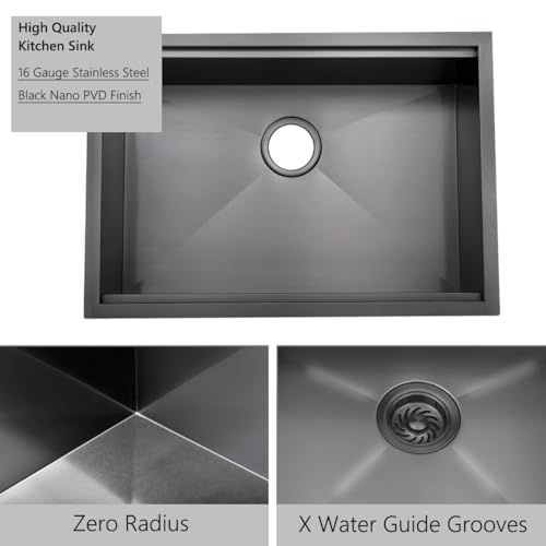 30 Inch Undermount Workstation Kitchen Sink, Matte Black Stainless Steel, Single Bowl G221408