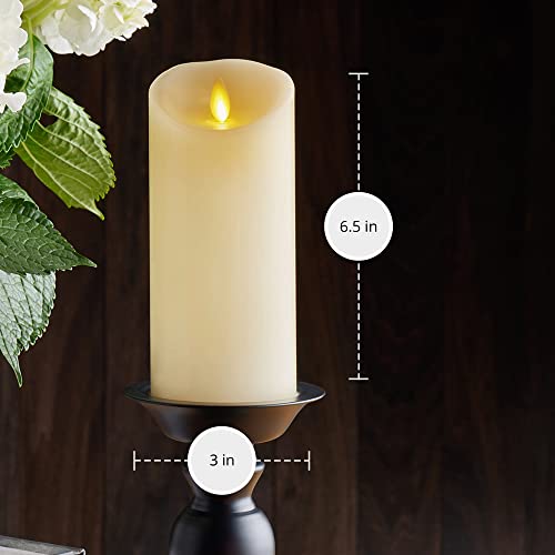 Flickering Flameless Ivory 6.5" Pillar Candle with Warm LED Light D429