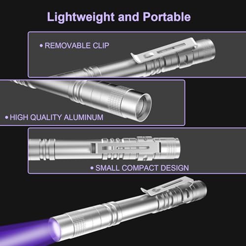 UV Black Light Flashlights 4 Pack, 395nm Mini Pen Lights with Clip G951