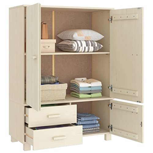 Solid Wood Pine Wardrobe Closet with Storage Z599060