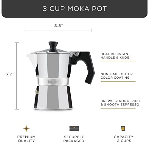 Stovetop Espresso Maker 3 Cup Aluminum Coffee Percolator with Heat Resistant Handles P853701