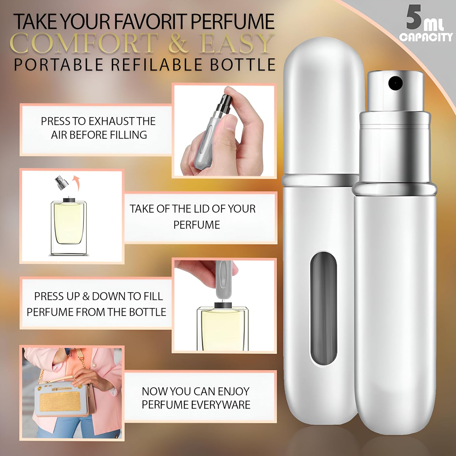 Women's Perfume Gift Set with Toiletry Bag and Refillable Bottle A50599