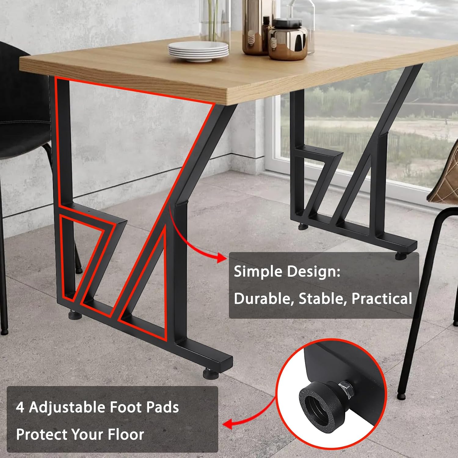 Metal Table Legs 28x124, Heavy Duty Black Industrial for Dining and Coffee Tables L65596