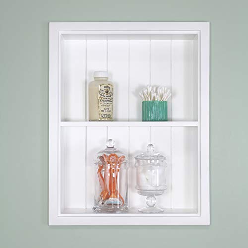 Recessed Wall Niche Medicine Cabinet Replacement with Shelf, White Beadboard Back C58703