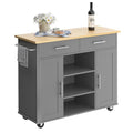 Shintenchi Kitchen Island Cart with Storage,Rolling Kitchen Island Storage Cabinet,Side Table on Wheels with Worktop,3 Open Shelves and 3 Drawers for Kitchen,Dinning Room, Black