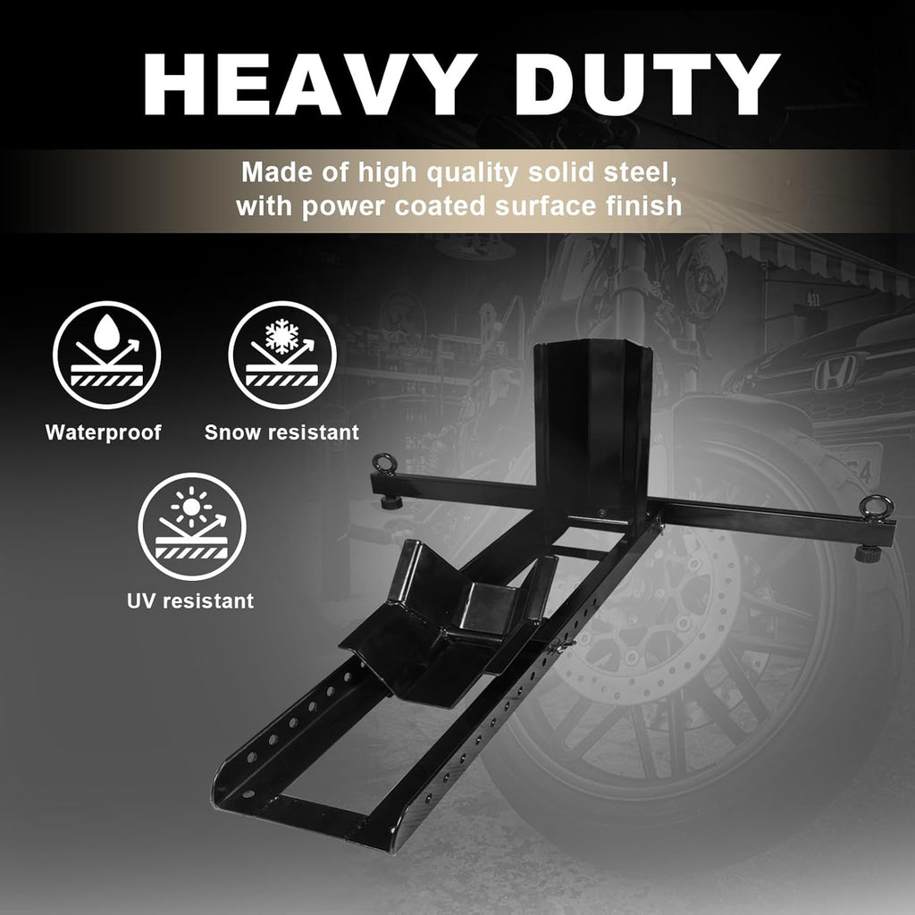 Motorcycle Trailer Wheel Chock, Adjustable Heavy-Duty Steel Stand for 16"-25" Tires I734