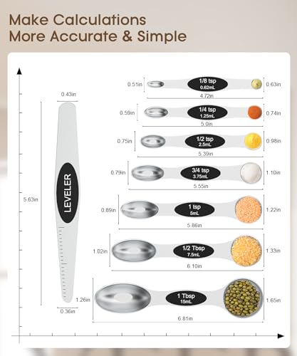 Magnetic Measuring Cups and Spoons Set, 304 Stainless Steel, 15 Pieces X86452
