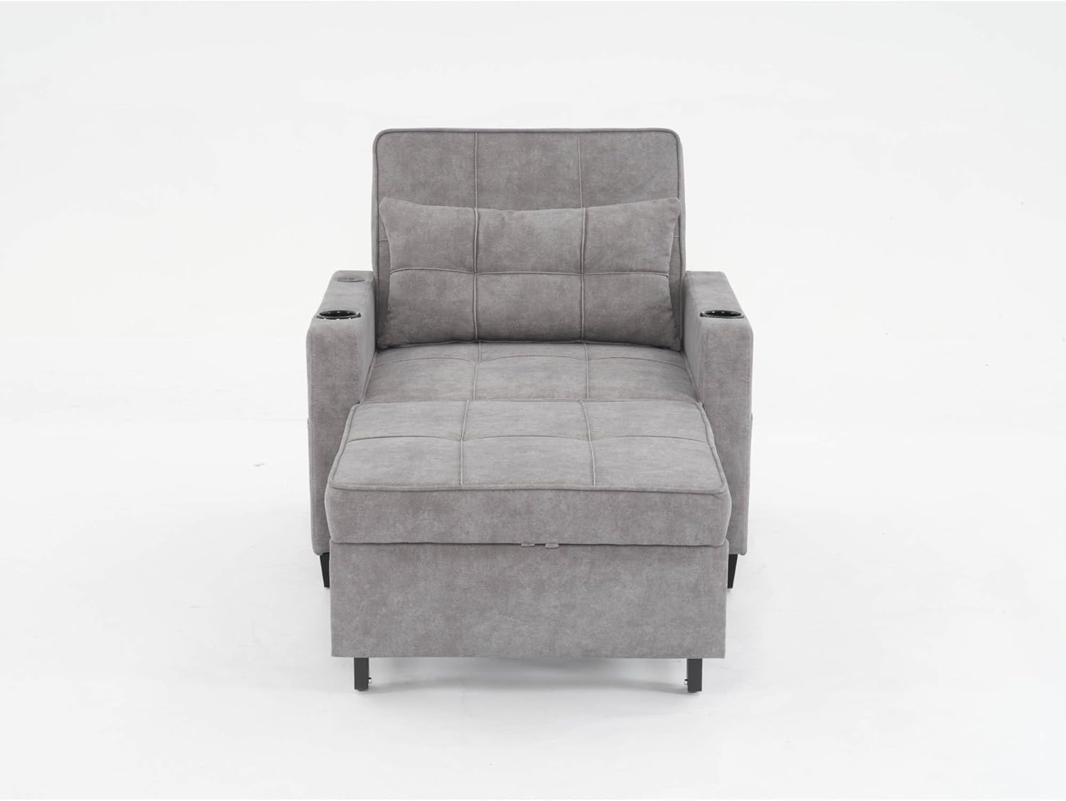 Convertible Chair Bed 3-in-1 Sleeper with USB Ports, Light Grey V2352