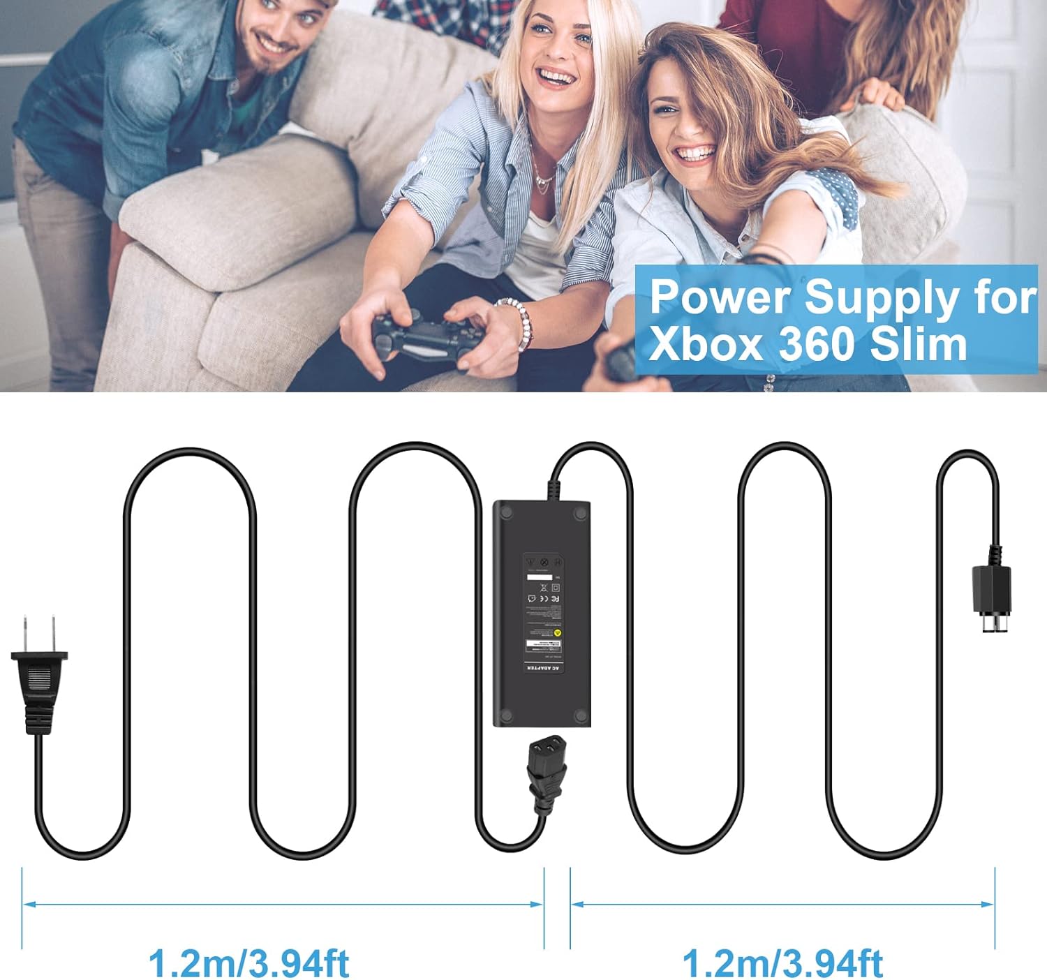 Xbox 360 Slim Power Supply AC Adapter Cord F462091