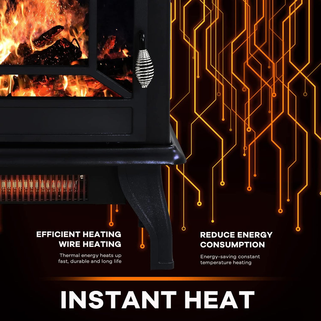 Electric Fireplace Heater with 3D Flames, Freestanding TV Stand, 1500W B773