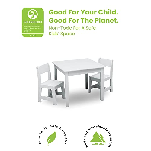 Kids Wood Table and Chair Set with Toy Organizer, Grey/Blue S330