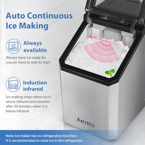 Nugget Ice Maker Countertop, 55lbs/Day, Self-Cleaning, Stainless Steel G9895