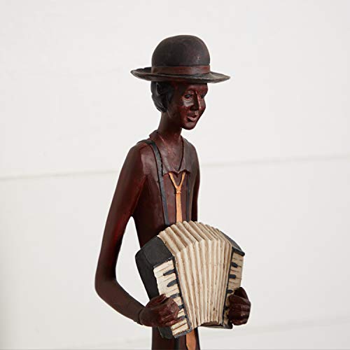 Polystone Musician Decorative Sculpture Tall Long Legged Jazz Band Home Decor Statues with Black Base Stand, Set of 4 Accent Figurines B370