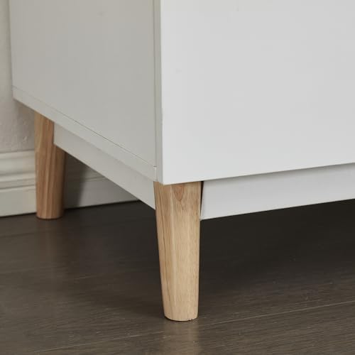 White Wood Wardrobe Cabinet with 2 Drawers and Hanging Rod T97523