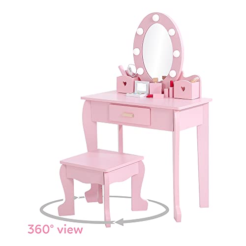 Kids Vanity Set with Mirror and Lights for Girls D277