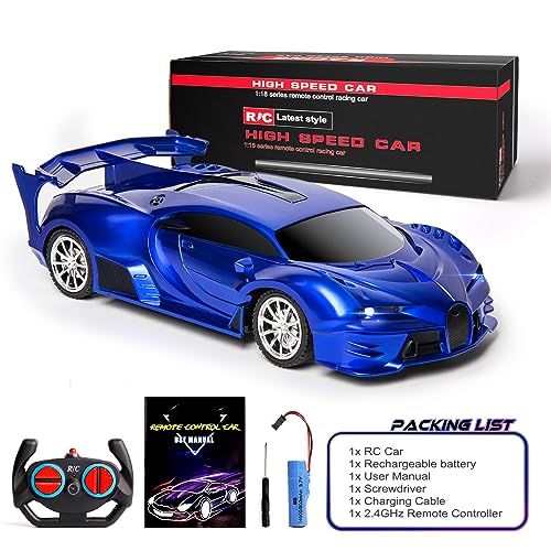 Remote Control Car 2.4Ghz Rechargeable 1/18 RC Racing Vehicle with Headlight Y20126