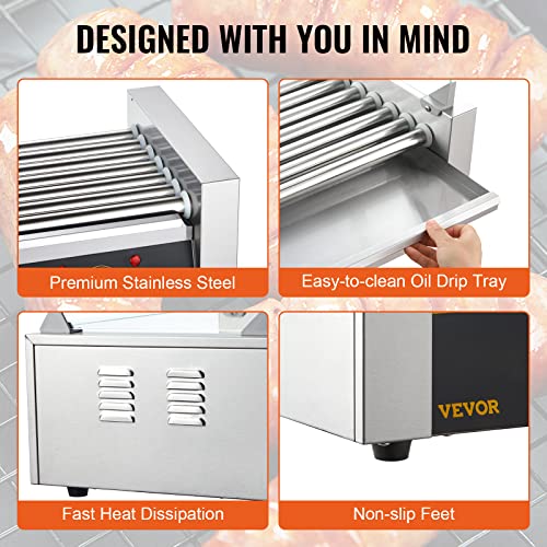 Hot Dog Roller, 12 Capacity, Stainless Steel Cook Warmer with Dual Temp Control R422034
