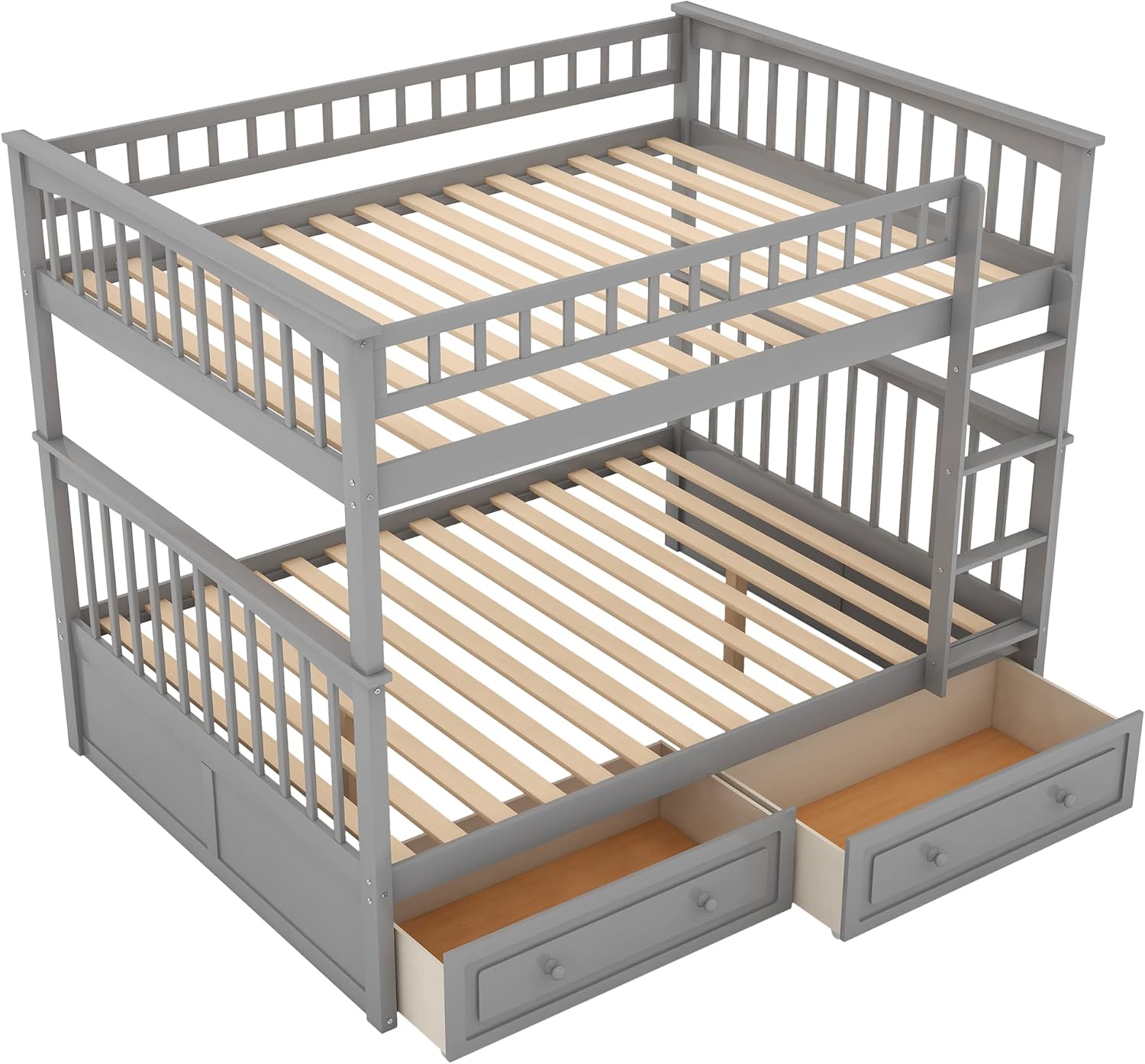 Full Bunk Bed with Drawers, Gray P259006