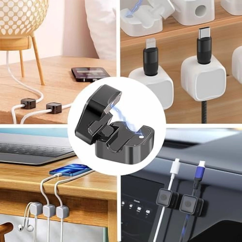 Magnetic Cable Clips Cord Organizer, Black, Self Adhesive, 12 Pack G943948