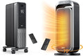 Dreo 1500W Oil Filled Radiator and 15 Inch Portable Heaters Bundle with Remote Control, Safety Features