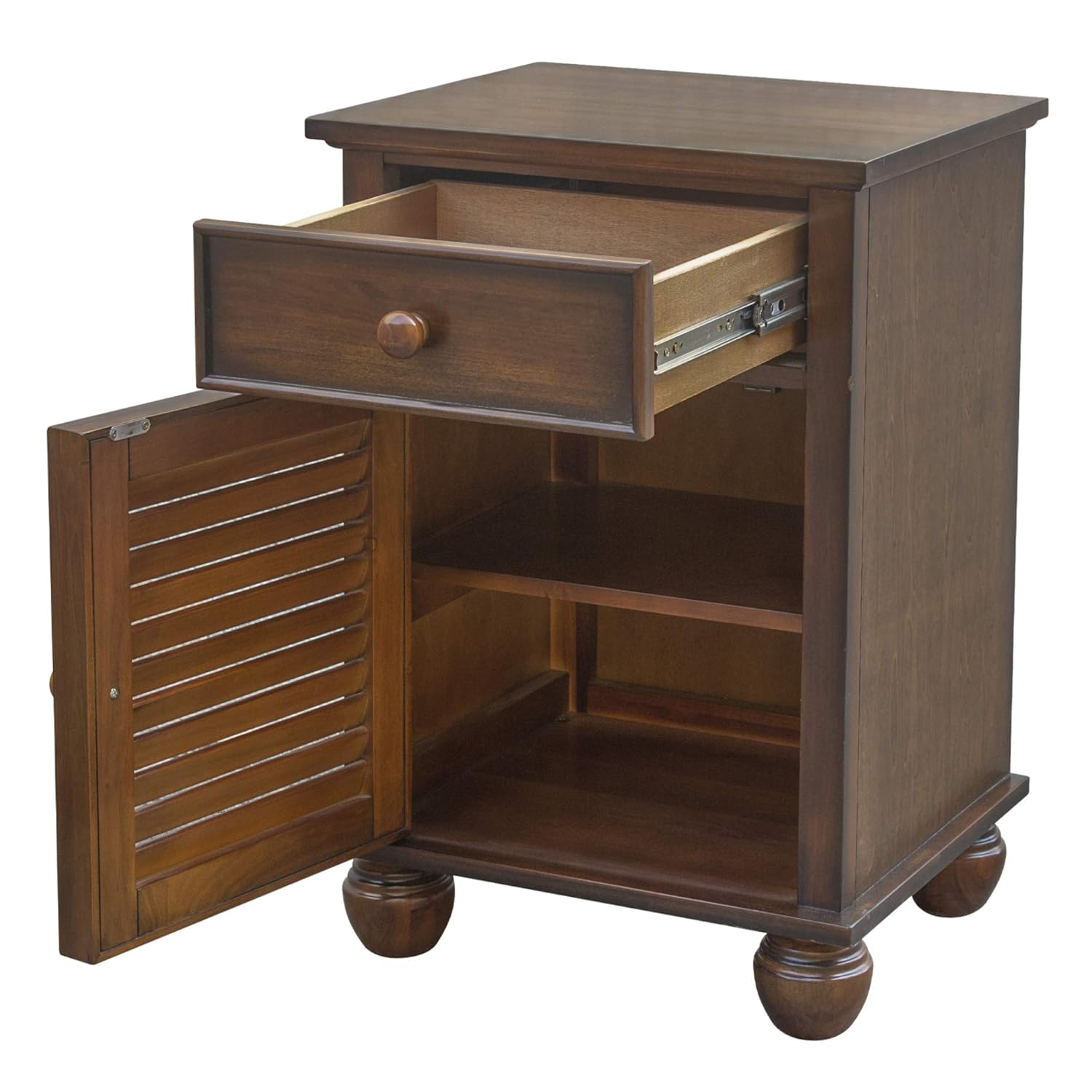 Wood Nightstand with Felt Lined Drawer and Shelf U783552