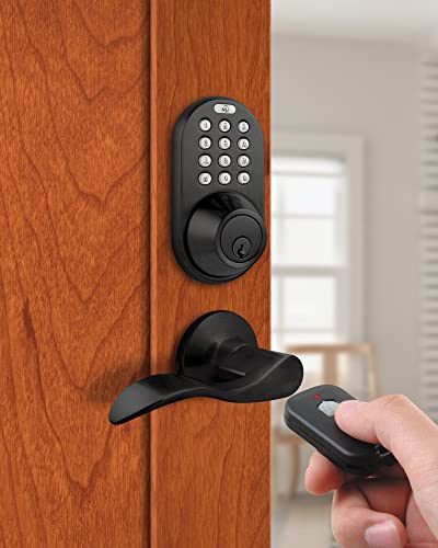 Digital Deadbolt Door Lock with Keyless Entry Keypad and Remote, Antique Brass F42467