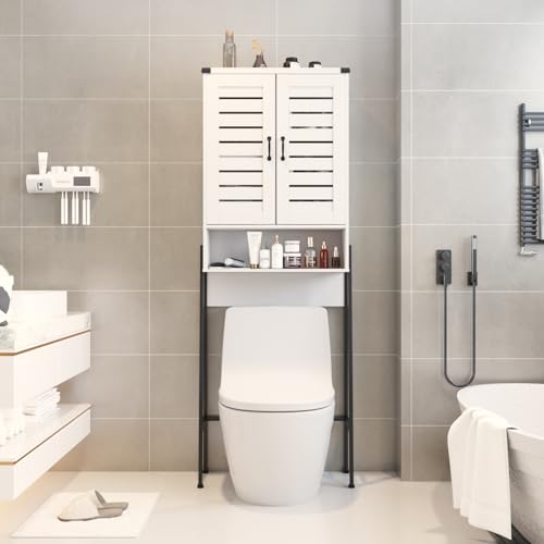 Over Toilet Storage Cabinet with 2-Door Blinds, White I26164