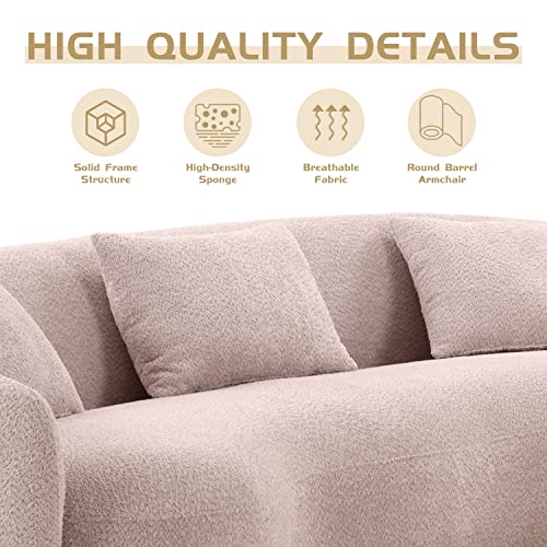 Mid Century Modern Curved Sofa, 3-Seat Boucle Fabric Couch A249