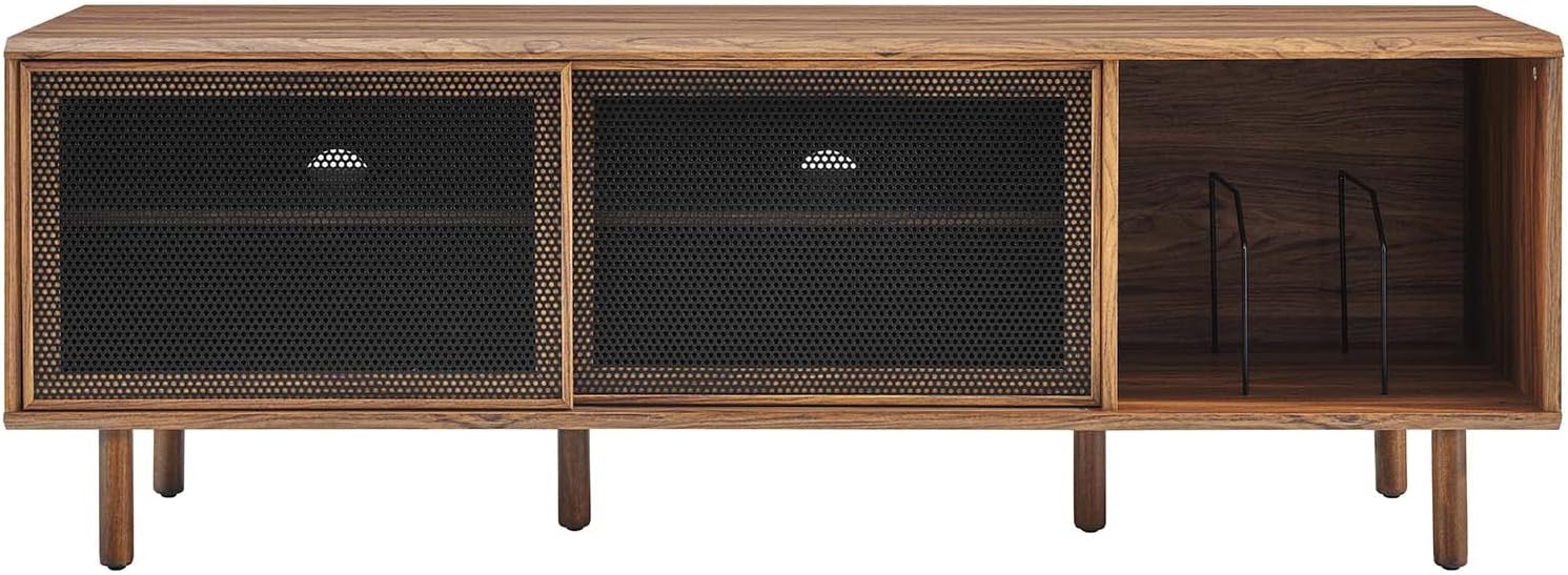 TV and Record Stand for TVs up to 65", Walnut D279404