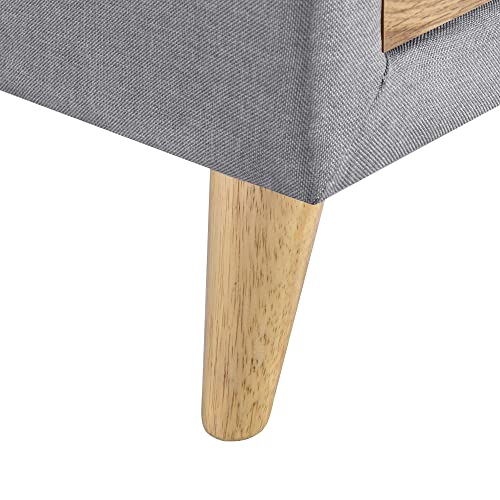 Upholstered Storage Ottoman Bench with 2 Drawers, Gray Y784182