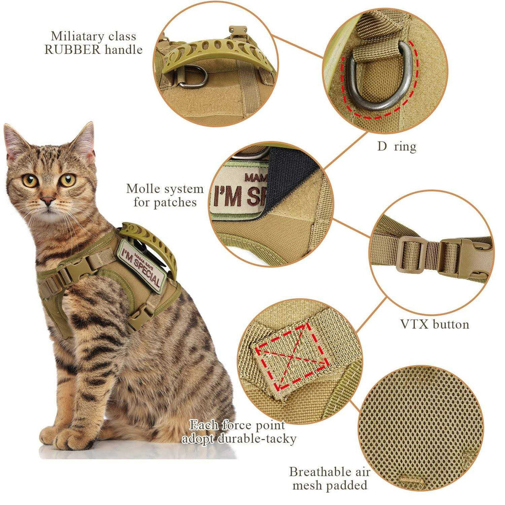 Tactical Cat Harness for Walking Escape Proof Soft Mesh Adjustable Pet Vest W95062