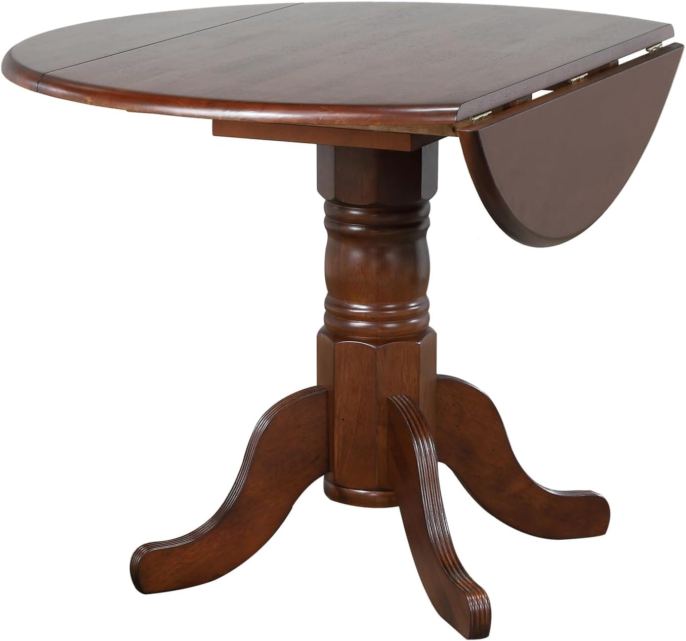 42" Round Extendable Drop Leaf Dining Table Set, 3 Piece, Seats 4 T6193