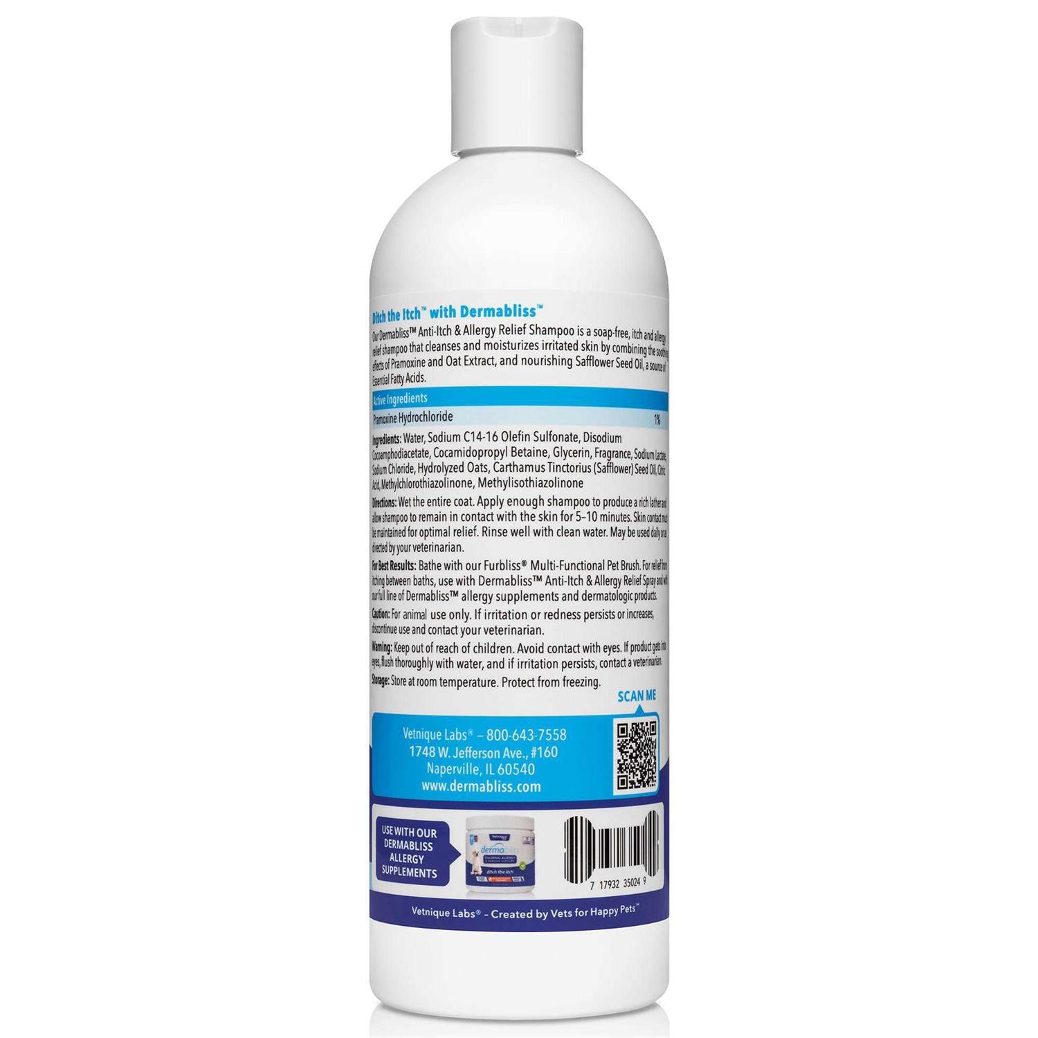 Medicated Anti-Itch & Allergy Relief Shampoo for Pets, 16oz O663040